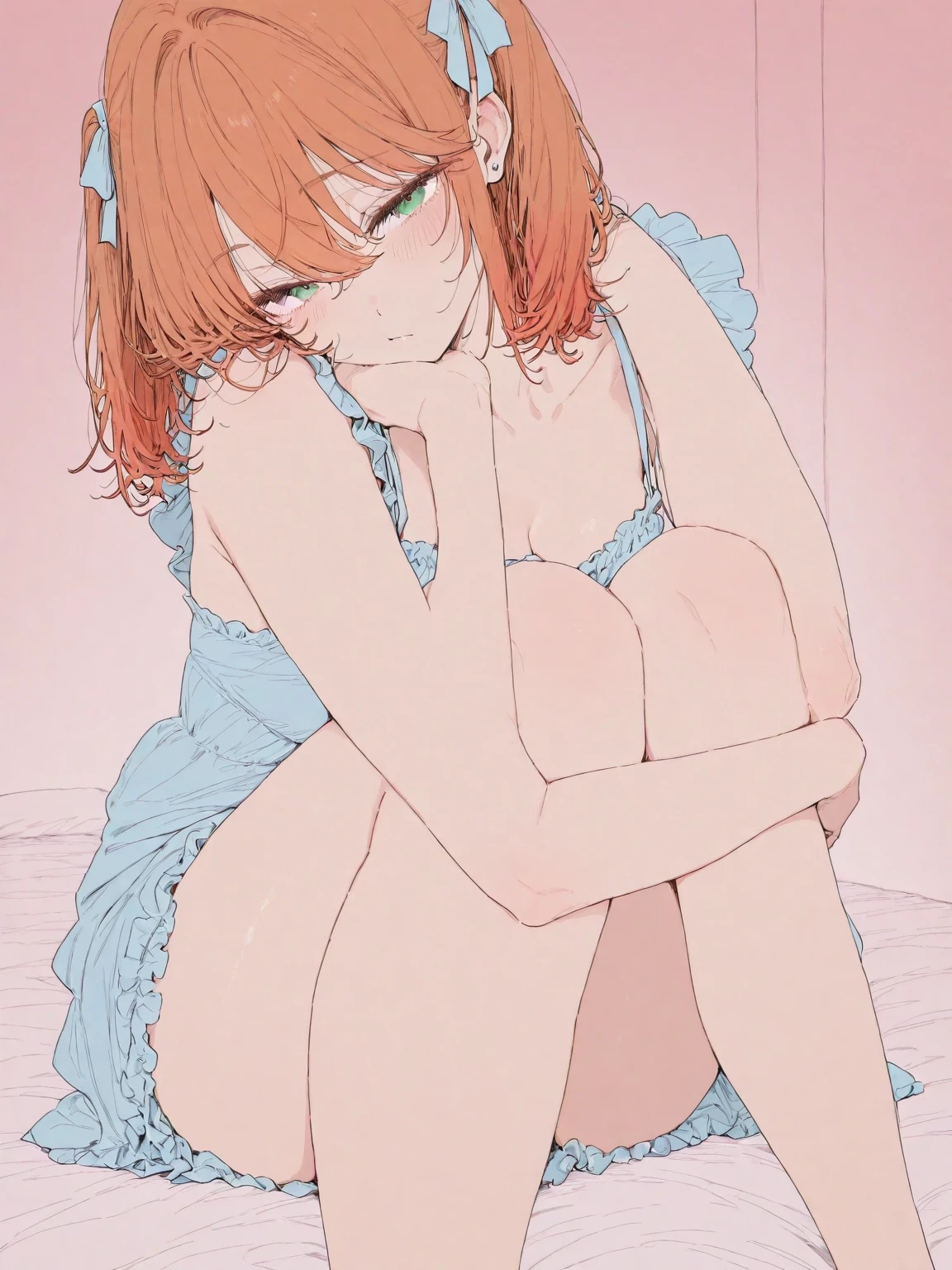 score_9_up, score_8_up, score_7_up, head to knee view, Gwendolyn_Tennyson, with medium breast breast, lean body, wearing camisole and panty, eyes closed sleeping on bed, sleeping position, asleep
