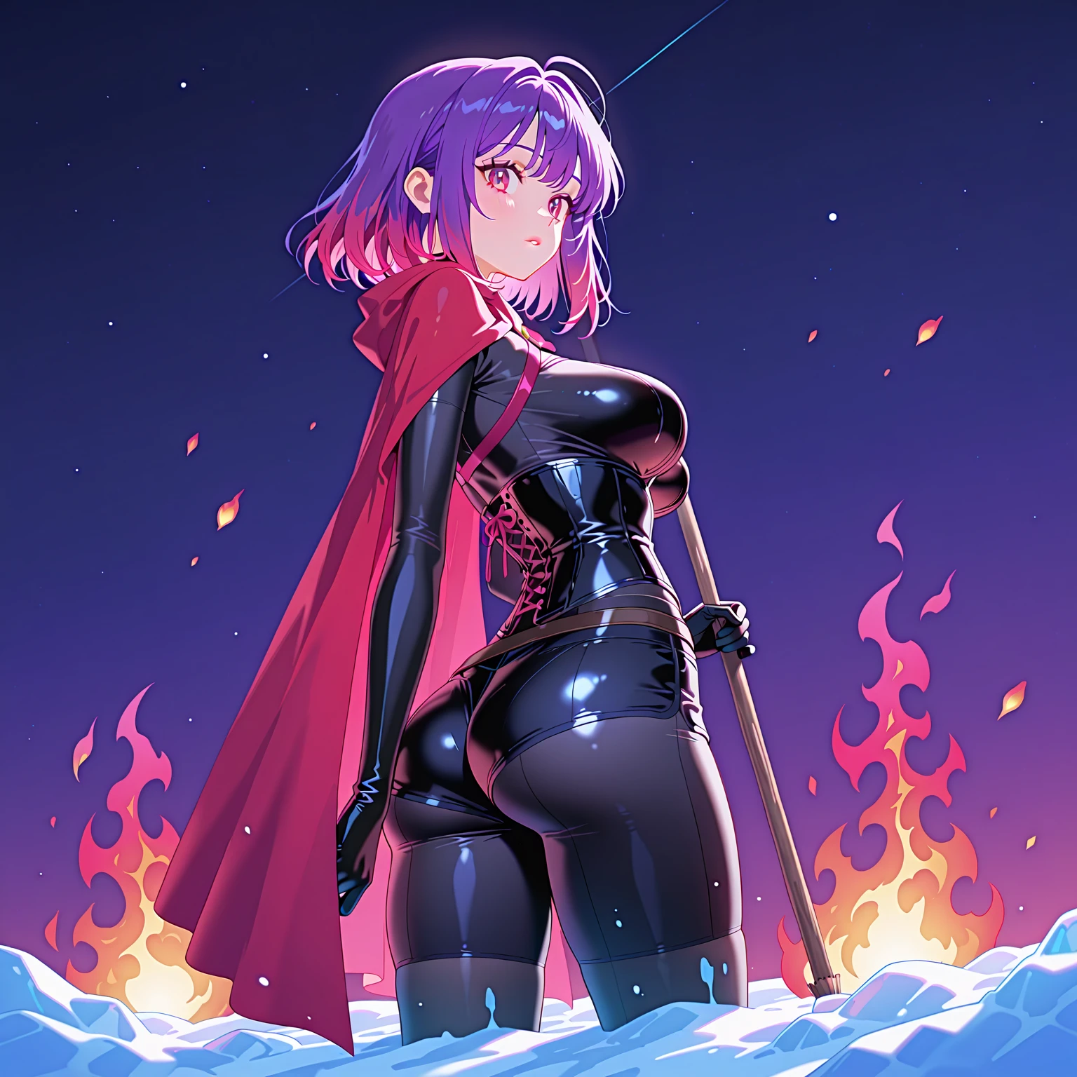 Artwork, best quality, high resolution, absurdities, 1 girl, Crowd, skirt, pink hair, gasai yuno, from below, revealing clothing, skin dentures, outdoors, sunlight, street, looking at viewer, blush ,Raven, girl, Alone, short hair, purple eyes, light skin, Athletic, RVN, 1 girl, Alone, lying on a luxurious bed, wet private parts, dreaming, eyes closed, orgasm, low-cut black leotard, cape, legs exposed, belt, hood, hottraven, sensual, glamorous,