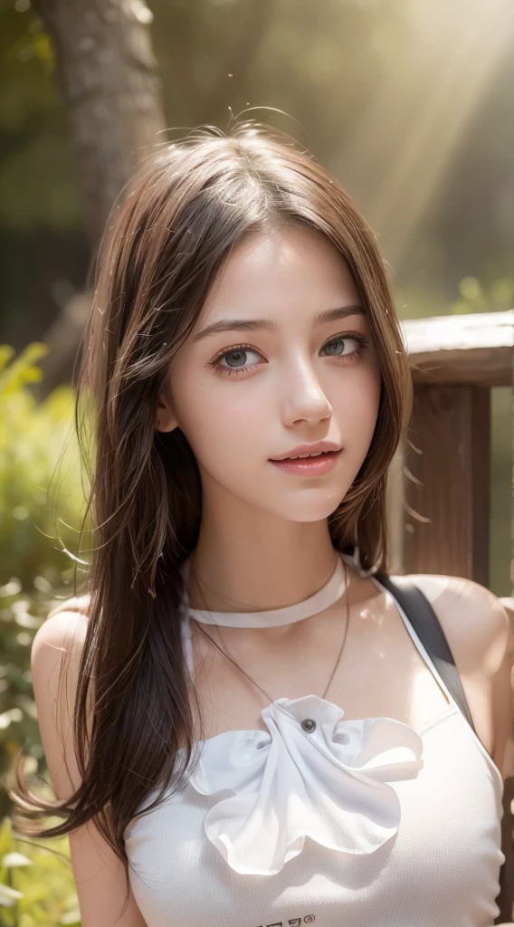 bright look、photorealism、highest quality、Super high resolution、The most beautiful Nordic girls photos、nude, cute and beautiful face details、small face、、32C breasts、Slender、14 years old、Crystal clear white skin、big light hazel eyes, long straight black hair,