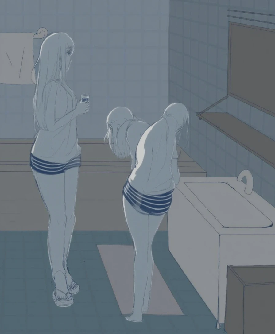Highest quality、Ultra-high resolution、Fantasy、roleplaying game、Naked busty girl with no clothes on posing embarrassed on the floor、Inside the toilet、Glasses