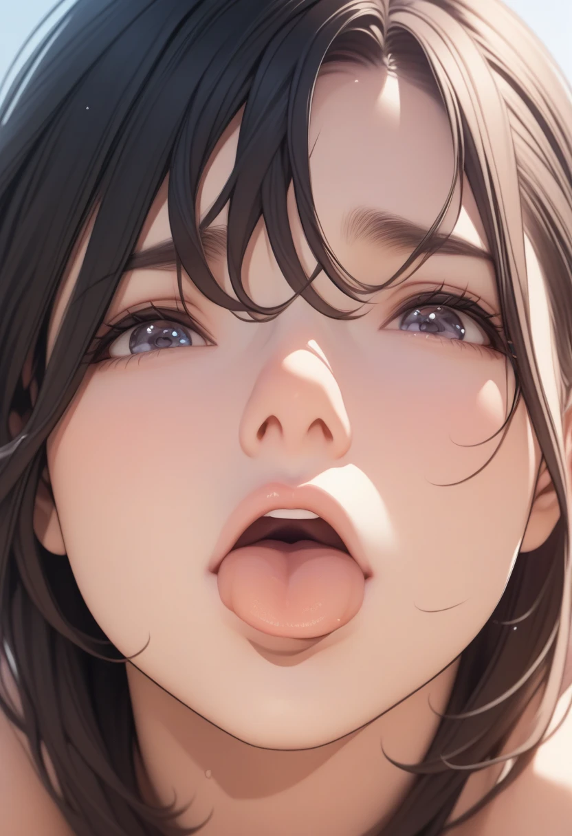 Masterpiece、top-quality、girl1、ultra-detailliert、front-facing view　in mouth、At the back of the throat　ahe face、panting、Acme face、put out the tongue、droolng、dripping saliva、tears　Faces close、Facial Close-up