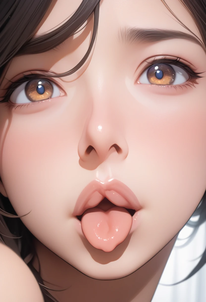 nsfw:0.5, (((HHH))), a precious special eroticism porn scene, Express all her emphasized feelings through her facial expressions and posing, 
ultra masterpiece, ultra high quality, spectacle scale, photorealistic:1.3, ultra high resolution, described in ultra fine detail down to the minutiae, sharp, clearly, textured, depth of field, professional composition, hot lighting, (close-up shot), (from below),
sexy, sensuous, erotic, eros, horny, sexually aroused, craving:1.1, (panting), messy, loose, sticky slimy, (raw), shiny, glaring, (colorful), 
flashy high-end courtesan, (looking up and (enraptured:1.1 rapt:1.1 (half-open)) bedroom eyes to downward camera view)), 
wearing wrinkled ((vivid (bright color (shiny satin) sexy pajamas dress))), skindentation, Wedgie, erect nipples, itching pussy,
beautiful sexy face, detailed mouth:1.1, detailed too shiny lips:1.1, large firm breasts, Delicious body, oily wet translucent skin, messy loose (updo) with side-swept bangs hair, gold simple necklace earrings,
((blush)), (((sweat))), a little particle sweat drops, (((steam))), ((sigh)), ((((drooling)))), (((((ecstasy))))), ((((orgasm)))), (((ahegao))), ((((cum on body)))), 
((blissful:1.5 ecstatic expression:1.1)), oral vagina, Drooling slimy tongue, Give me her special H service that captivates boys, ecstatic attentive escort service energetically, late night when sexual desire increases, Her sexual energy has increased, Anyway she is a very intense pervert, 