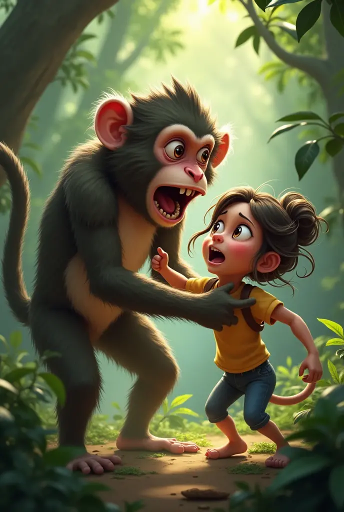 a student named ana being viciously attacked by a monkey 

