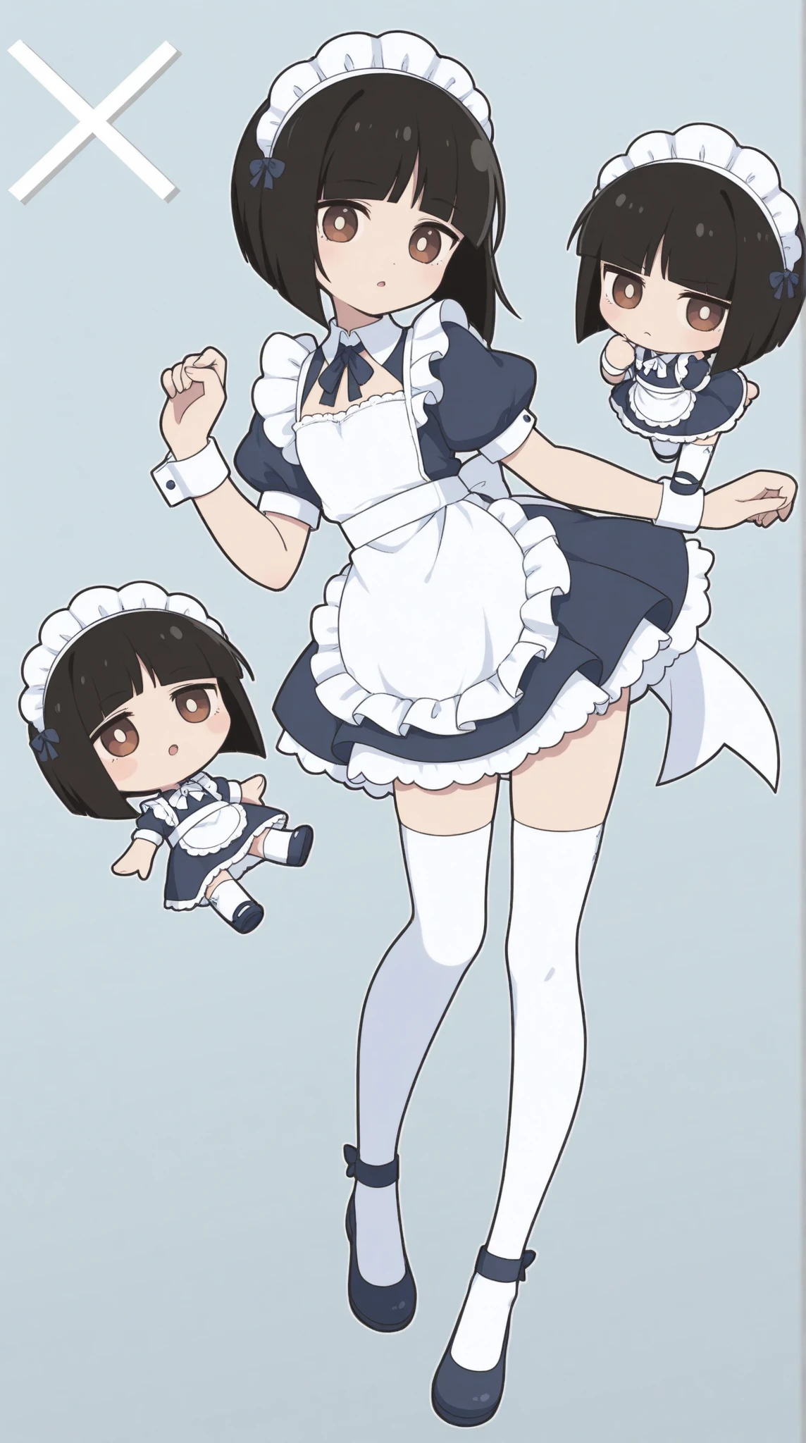 Plain white with emphasis on the chestＴshirt、You can see the chest from the neck、Ultramarine and white striped mini skirt、When you lift up her skirt you can see her cute pink frilly underwear...、fluffy, White frilly flared skirt、When she lifted her skirt, She found some cute red frilly underwear、barefoot、