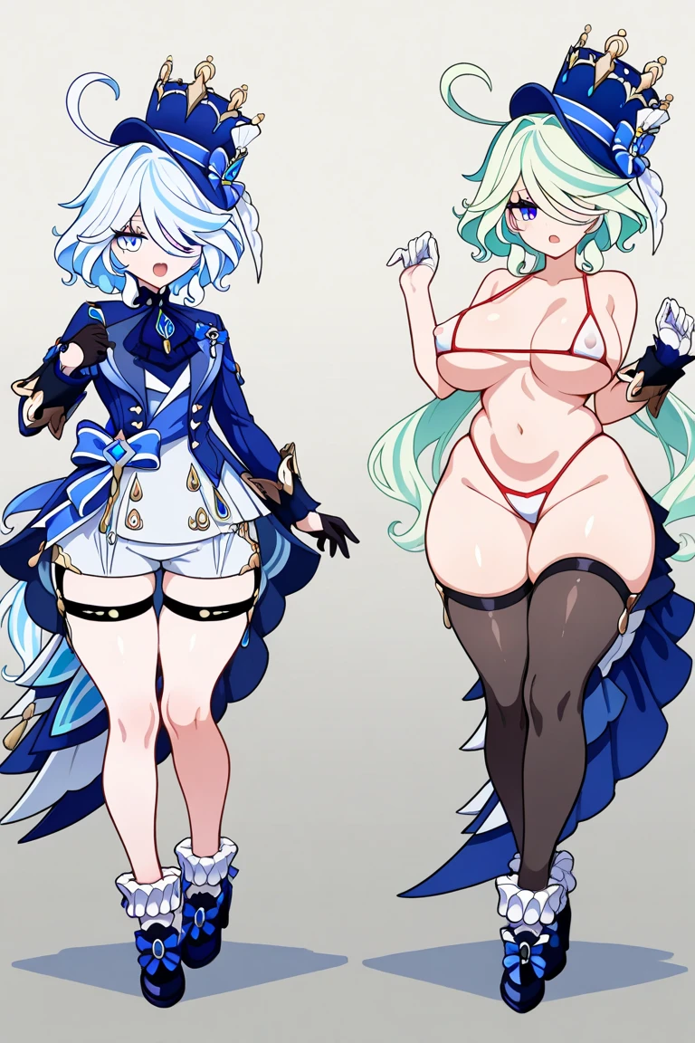 sketches of a woman in a bikini and a man in a swim suit, oppai proportions, realistically proportioned body, realistic body proportions, anime proportions, realistic bikini, realistic proportions!!, realistic body shape, realistic proportions sfw, feminine proportions, various pose, detailed body shape, is wearing a swimsuit, realistic proportions, stylized proportions, attire: bikini