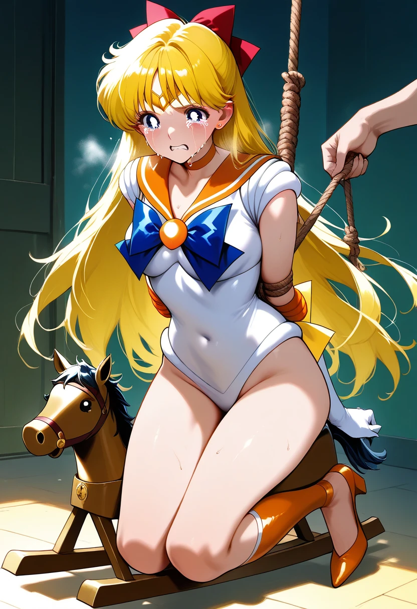 ((Highest quality)), ((masterpiece)), (detailed), （Perfect Face）、The woman is a naked Queen Serenity, being held by a strong demon and having sex with him, inserting his penis into her pussy and ejaculating a large amount.、The woman is the elegant Queen Serenity of the Black Moon Clan, with blonde hair.２With her long hair tied up, she is Queen Serenity、The man is a strong devil who holds the woman in his arms, inserts his penis into her pussy, and ejaculates a large amount while having sex with her, loving her.