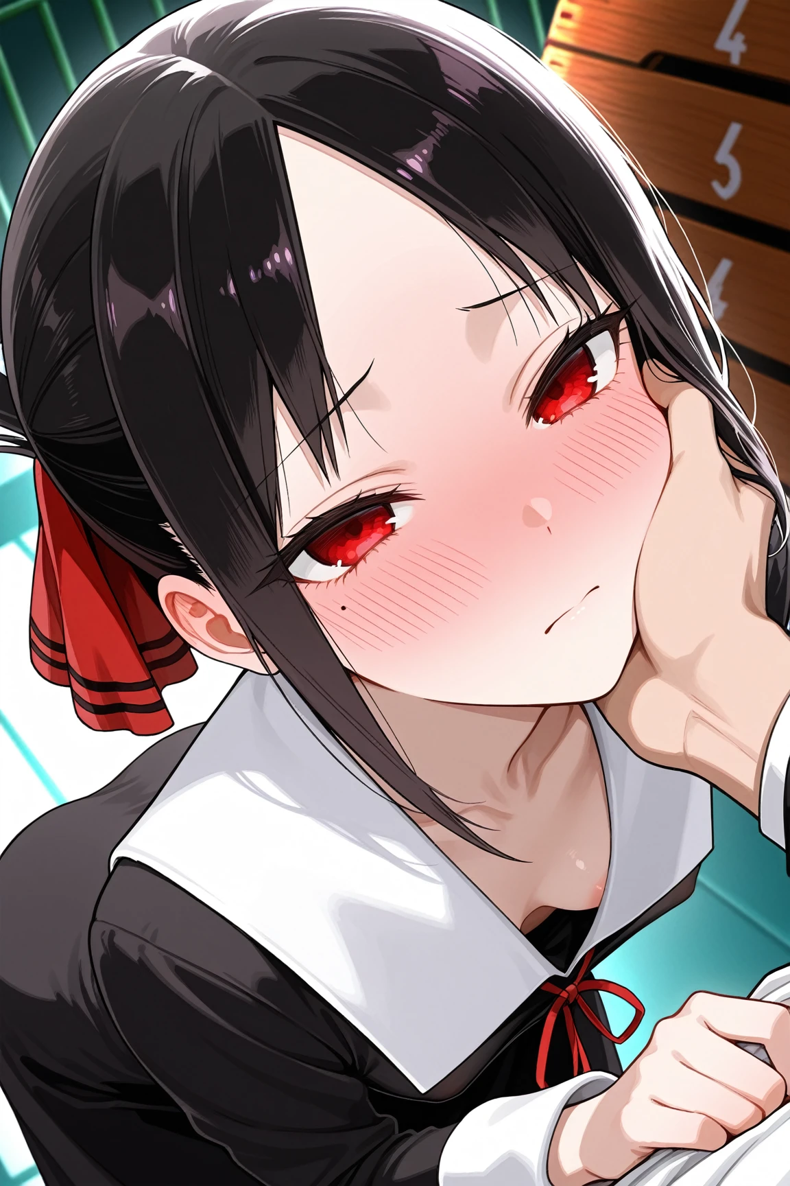 score_9, score_8_up, score_7_up, score_6_up, score_5_up, score_4_up, BREAK source_anime,((small breast,nipple)),((full nude)),
1girl, solo,black hair,red eyes,Koori_Chikage,hair between eyes, hair ribbon,(Heavy breathing,saliva,blush, sweat, Sweaty and wet all over,)half open eyes,((blowjob,Fellatio,deep throat)) ,pov, Looking at Viewer,ahegao,fucked silly, sexual ecstasy,orgasm,tears,(bukkake,cum on face),snot,glaring shyly,