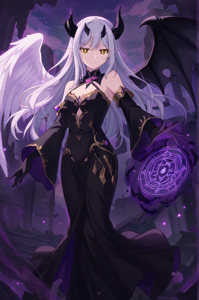 1girl, abyss, final boss, evil wings, evil, intimidate, abyss background