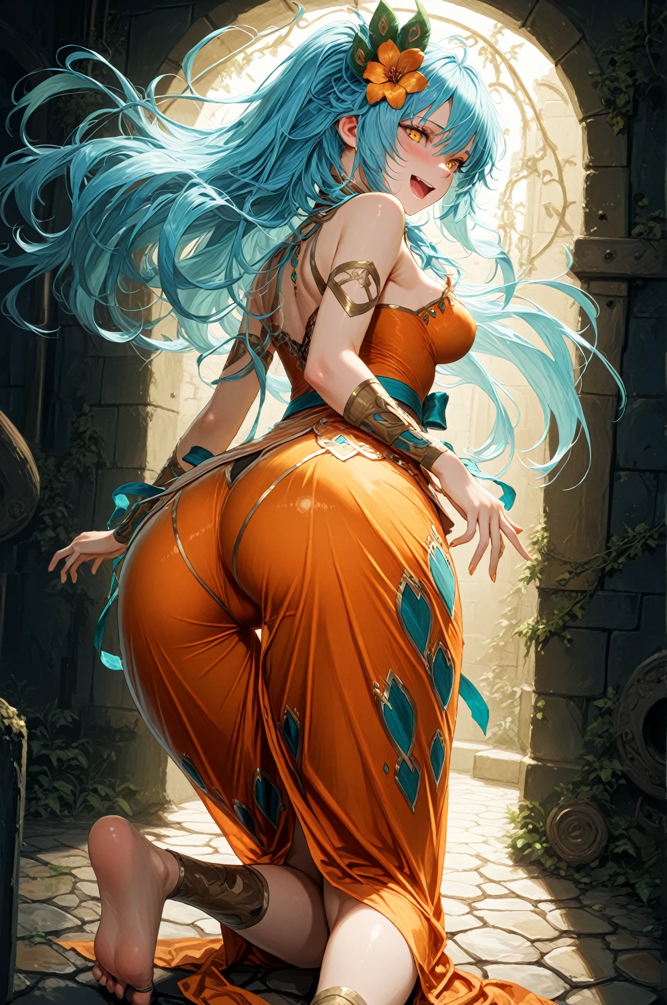 mdjrny-v4 style portrait of a female leprechaun, voluptuous, gorgeous detailed face, mischievous smirk, ample hips, insanely detailed accentuated big booty, mature, great aesthetics, perfect anatomy, well proportioned body, intricate, elegant, highly detailed, digital painting, artstation, concept art, smooth, sharp focus, illustration, art by artgerm and Greg Rutkowski and alphonse mucha, 8k, High-quality, insanely detailed,