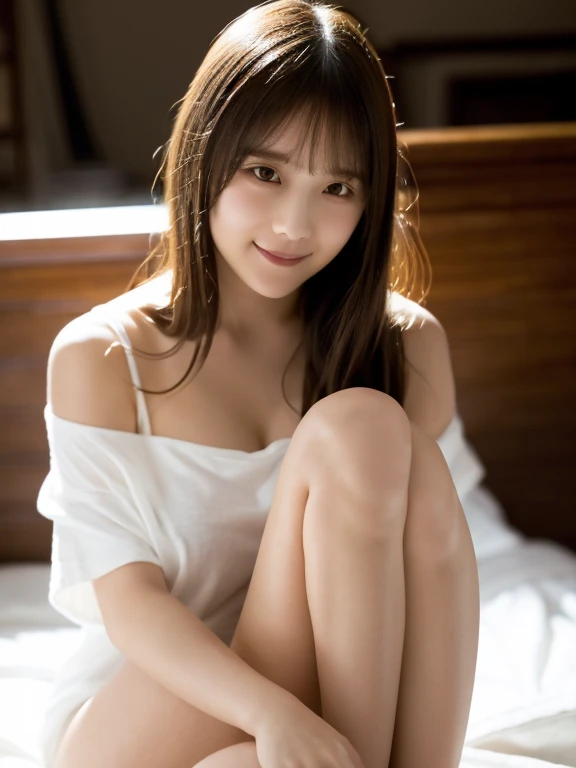 Pubic hair,Naked, Full body, huge tit,Taut,Beautiful detailed eyes, (Long hair:1.2), (8K, Best Quality, masutepiece:1.2), (Realistic, Photorealsitic:1.37), Ultra-detailed, 1 girl, Cute, Solo, (nose blush),Sit and open legs,On the bed,Childish,White detailed skin,beautifull detailed face,a smile,tusk,Watch the viewer directly from an angle