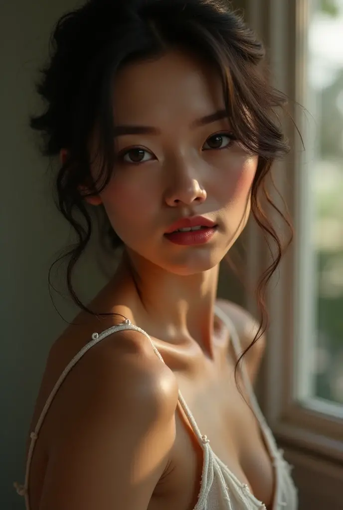 Beautiful woman looking to the side