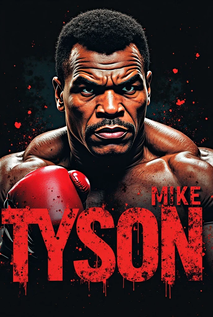 A poster advertising a boxing match between Mike Tyson and a man with a body very marked by exercise