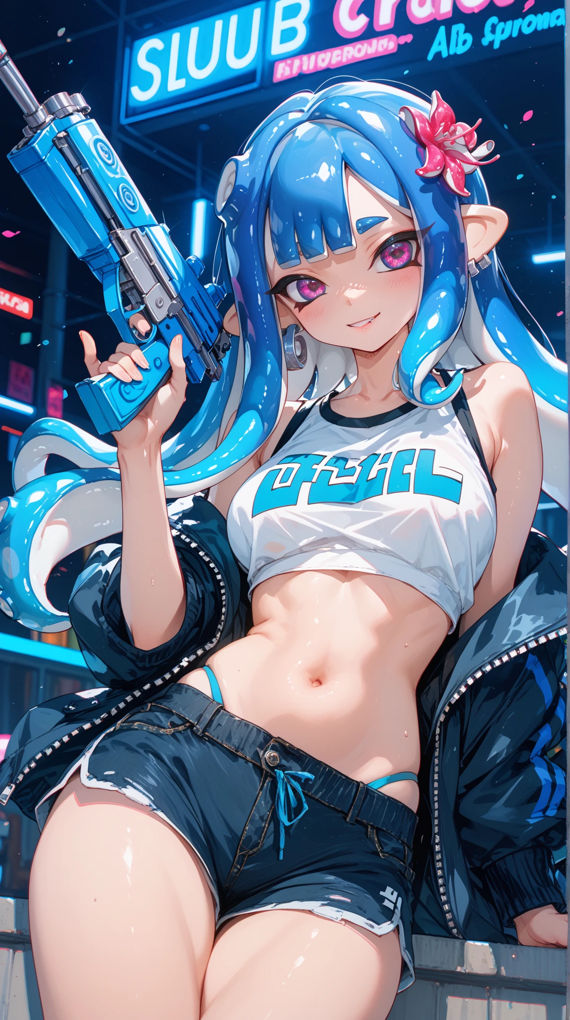 marg0th4rl3y, r3d4ndblu3, evil grin, street, sitting on rail