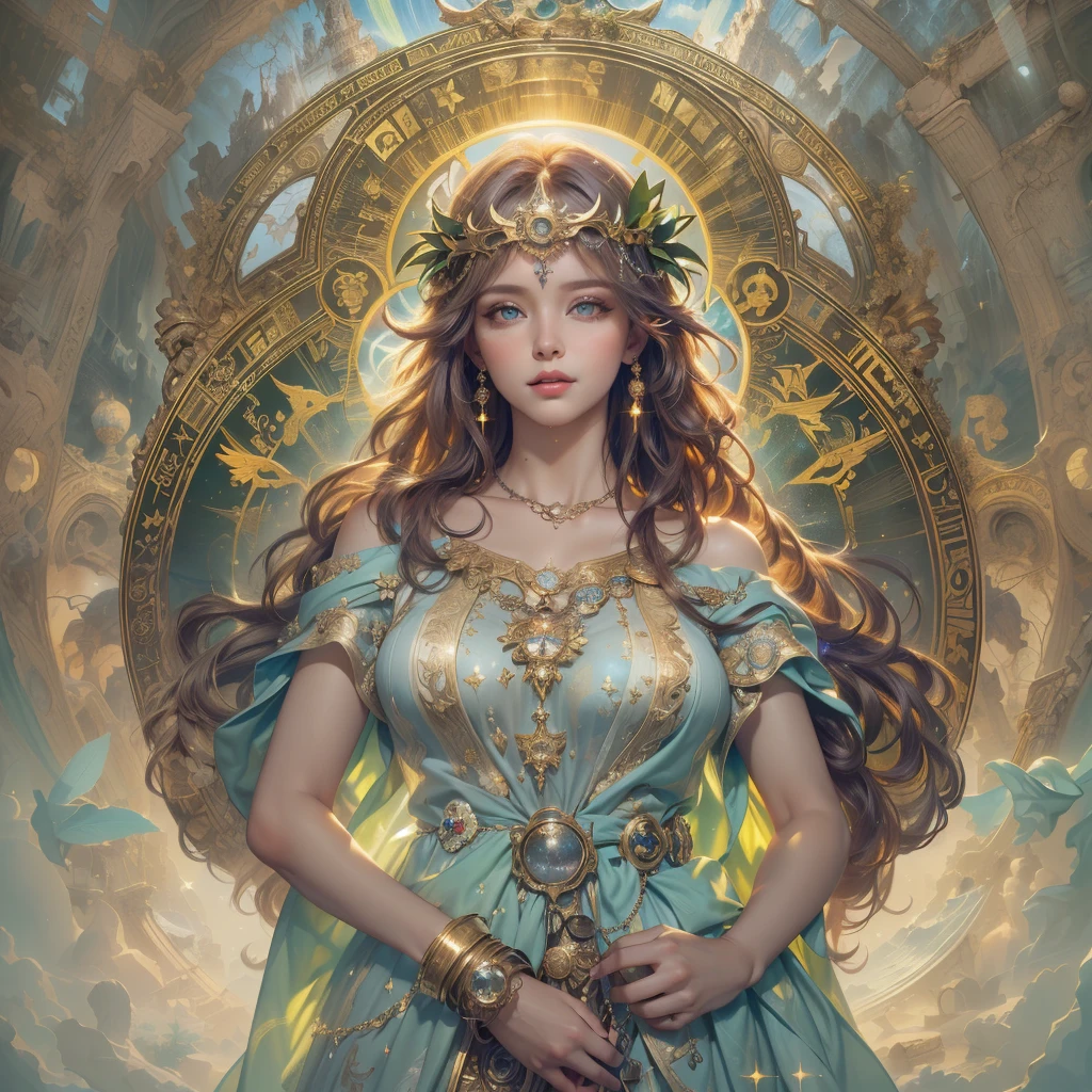 ((best quality)), ((masterpiece)), (detailed), perfect face, tarot card, galaxy woman, nsfw, big brests, nudes, holding planet