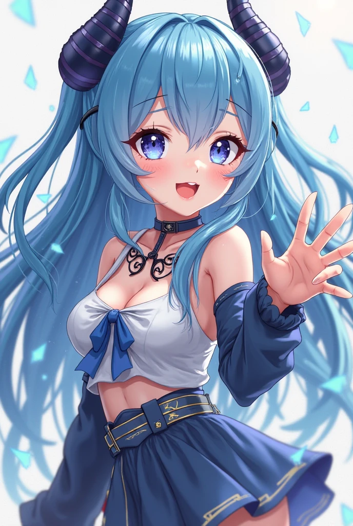 beautiful illustrations, highest quality, pretty girl,beautiful girl、clear face、 half girl、pastel colour 、blush、perfect hands、five fingers、fantasy、fantasy、thighs、(perfect face:1.1), (high detail:1.1)、smile、simple swimwear、white bikini、ponytail