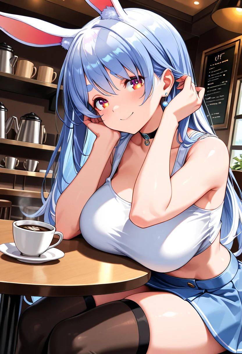 (masterpiece), best quality, expressive eyes, perfect face, low angle, close-up legs, (Ganyu 'Genshin Impact'), solo, medium breasts, blue hair, looking at viewer, (drinking milk shake), in a red hoodie, deep cleavage, collarbone, leggings, standing, leaning back, half-closed eyes, night city background,