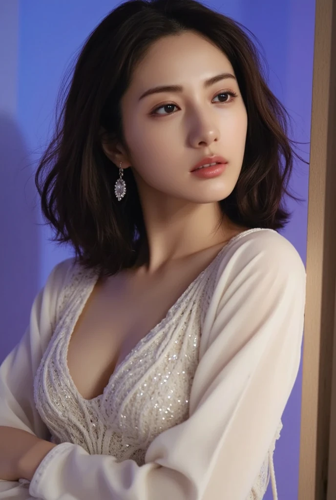 Best-Quality, Masterpiece, Ultra-High-Resolution, (Photorealistic:1.4), Raw-Photo, Hyper-Detailed, 1girl, Japanese famous actress, at hotel lobby, (wearing only gorgeous evening dress), twinkle smile, looking at viewer, upturned very beautiful small ass, extremely cute face like a the most popular Japanese actress, amazingly beautiful big black eyes, very beautiful solid circle eyes, very beautiful black short-cut-haired, very beautiful white realistic skins, very beautiful shoulder, very beautiful small breasts, very beautiful perfect body, very beautiful small buttocks, detailed face, detailed eyes, detailed hair, detailed white realistic skins, detailed shoulder, detailed breasts, detailed perfect body, detailed gorgeous evening dress, detailed hip