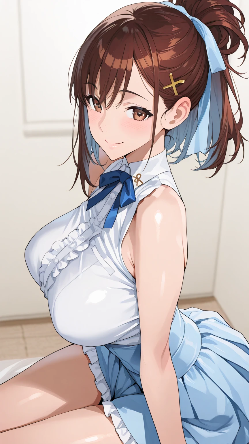 1 flight attendant, 独奏, , White high heels, White transparent skinny shirt, white minkirt, tmasterpiece, Best quality at best, realisticlying, ultra - detailed, (shiny skins, perspired:1.4), absurderes, looking at viewert, Slender,Dynamic light and shadow,A high resolution,Sharp focus,depth of fields,The eyes are delicate,Sharp pupils,pupil realistic,(Rounded chest),(Long legs:1.4),Planes，squatting pose，black pantyhoses，cleanness，stocklinglackstockings，cropped shoulders，Toes，