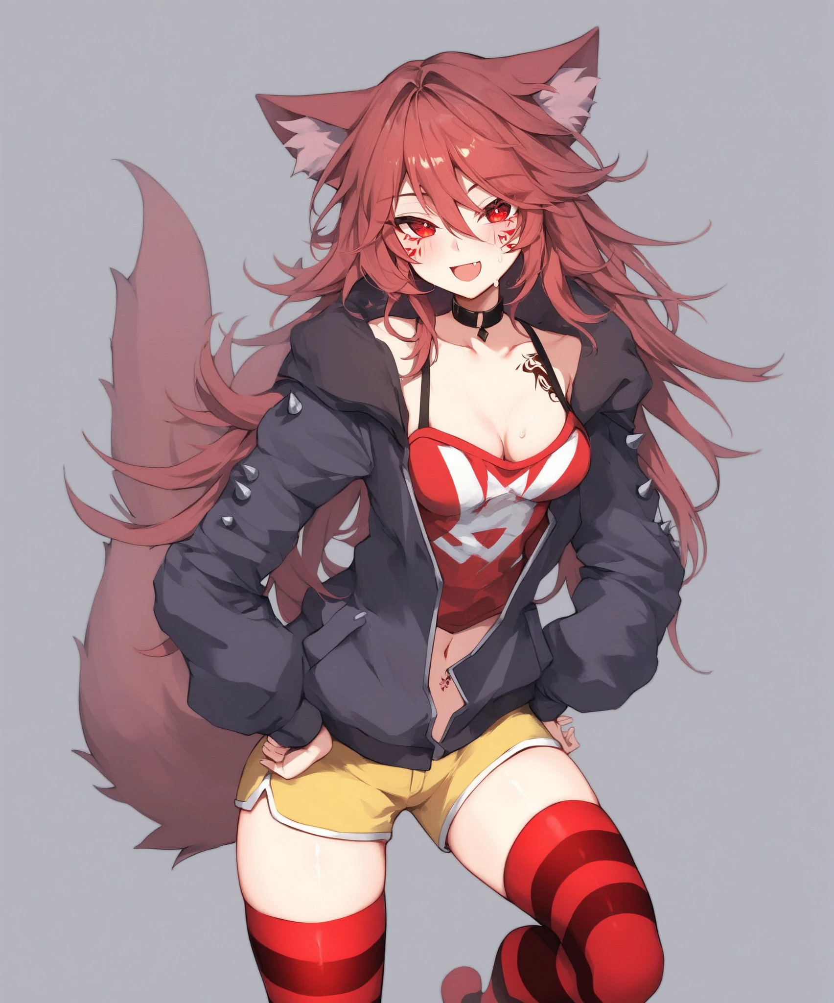 nekota tuna,solo,1girl,<lora:nekota tuna:0.8>,hot pants,hoodie,belly
