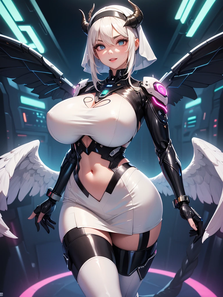 ((masterpiece))), (((best quality))), ((ultra-detailed)), (illustration), ((an extremely delicate and beautiful)), ((super detail)), ((high resolution)), (((nsfw))), ((cybernetic)), (futuristic), fantasy, full body, stylish, (seductive), (((erotic))), (((20 years old))), (topless cloth), open cloth, metallic cloth, (pussy juice), camel toe, (((ultra-huge breasts))), (maid), (android), (succubus), cat, ((mechanical insect wings)), side ponytail cut, delicate metal decorations, gleaming skin, shiny body, two legs, ((female masturbation)), soaking wet, silver cloth, breast focus, ((tall), slender legs, tail, ((big round eyes)), cute eyes, drooping eyes, very light makeup, biopunk, game cg, (dark cybernetic and futuristic background), gloves, ((adult)), stasis tank, right hand on the clitoris and left hand on the breast and no other hands are exist, two hands, in suspicious broken laboratory, electrical shining line on the body, standing in the stasis tank, five fingers, no extra hands, seductive smile, open mouth, braid,