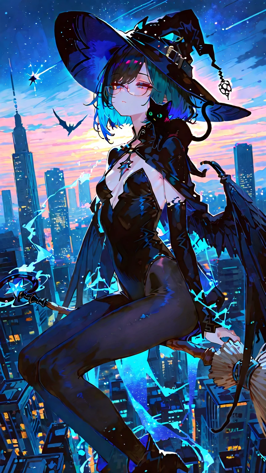 (masterpiece: 1.2, best quality), (1 loli , solo),bad luck \(league of legends\),blue (pantyhose:1.1), large breasts, (Dynamic stance), demon girl, ( small demonic horns:1.1), (, (heaven), )
