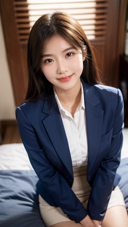 (8K), (highest quality: 1.2), (realistic), (realistic: 1.37), ultra high resolution, 1 girl, cute, smile, closed mouth, beautiful details, beautiful nose, wet hair, giant dulcefo, pork, thighs,Self snap,University Student Uniform,simple blazer,pleated skirt,Are standing,opaque tights,(8K), (highest quality: 1.2), (realistic), (realistic: 1.37), ultra high resolution, 1 girl, cute, smile, closed mouth, beautiful details, beautiful nose, wet hair, giant dulcefo, pork, thighs,Self snap,University Student Uniform,simple blazer,pleated skirt,opaque tights,bed,spread your legs ,skirt lift, From above
