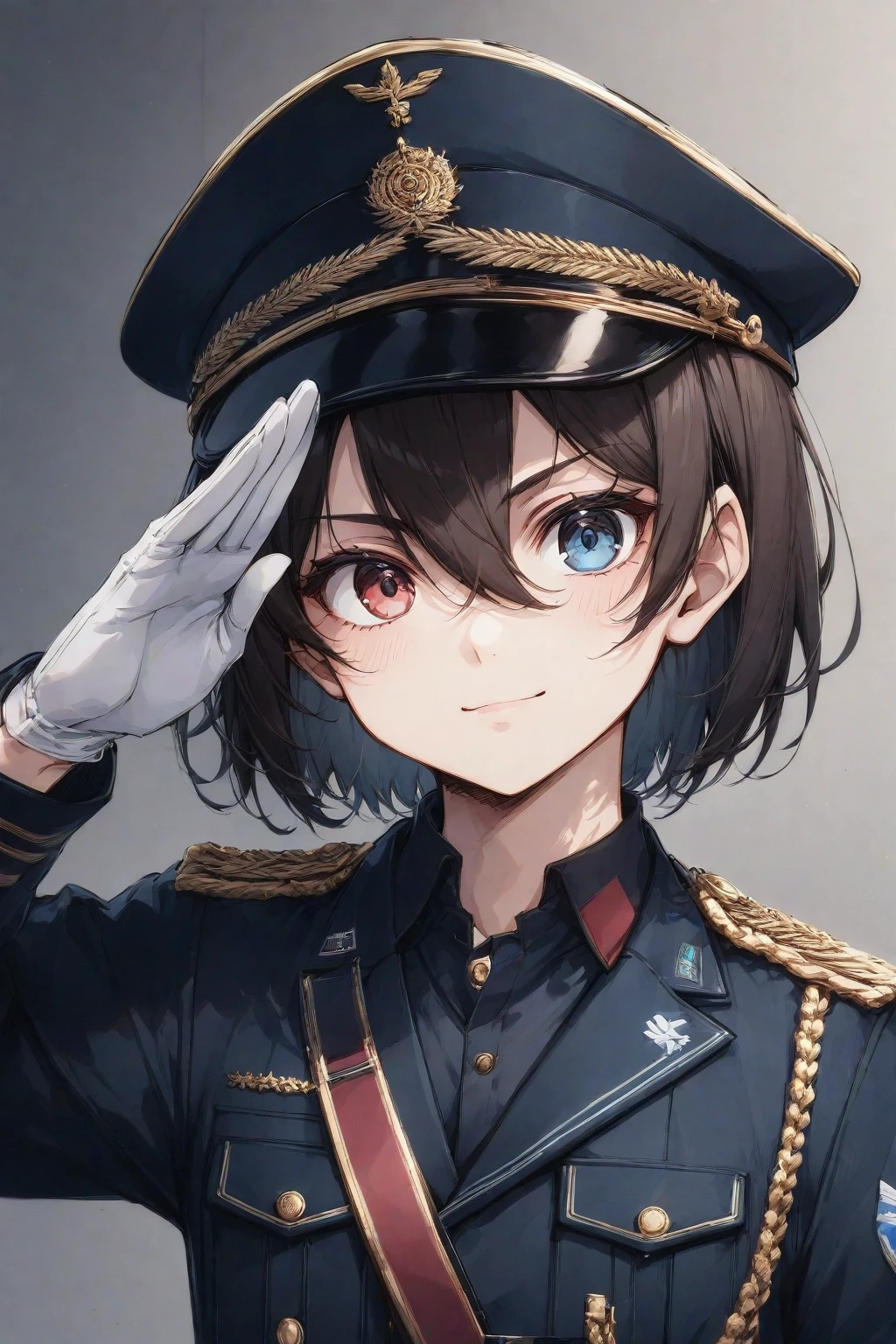 Anime girl militaire avec l'insigne de la 33 ème division SS Charlemagne sur son uniforme