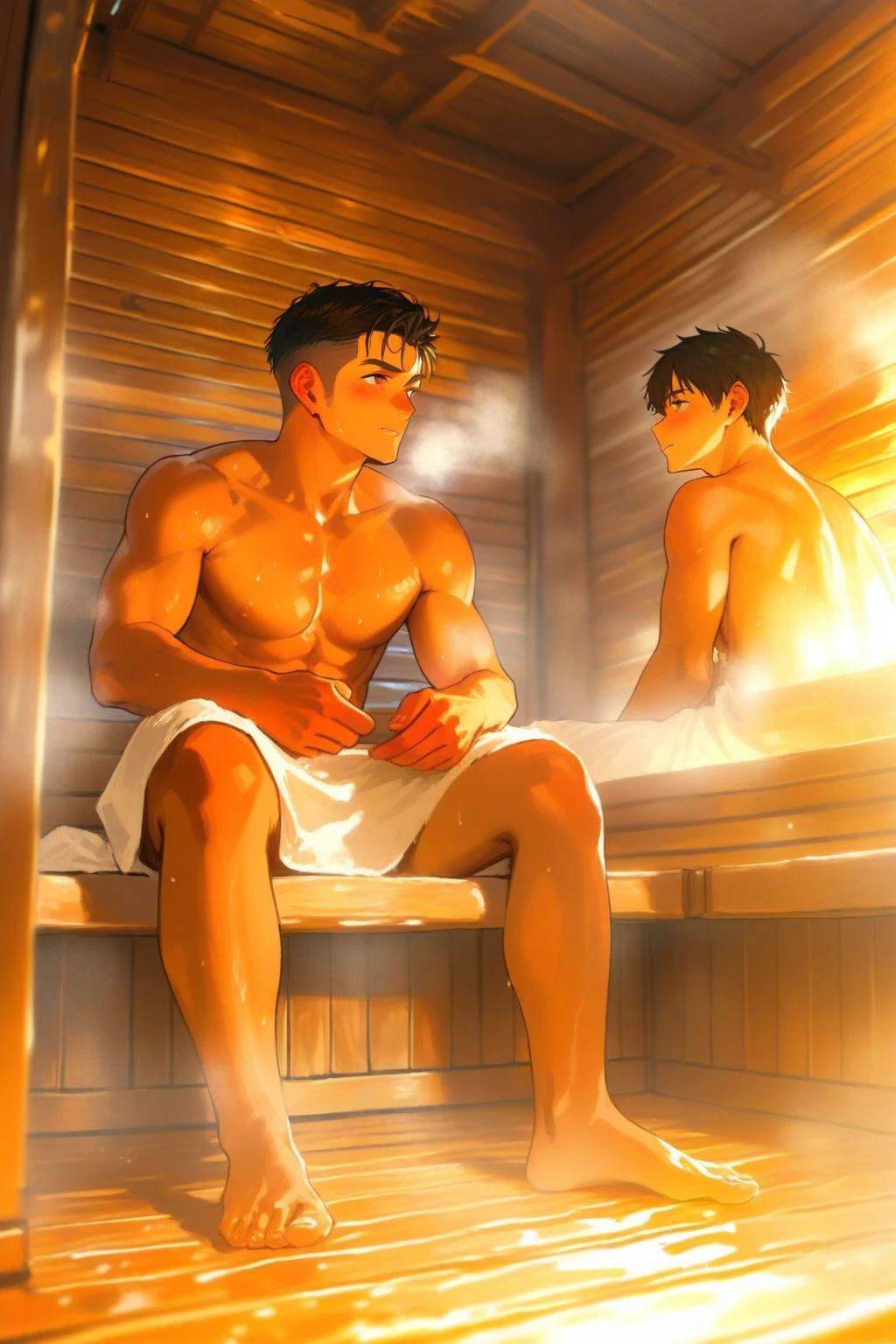 Two boys take a shower together，Bathhouse，Raised sexy