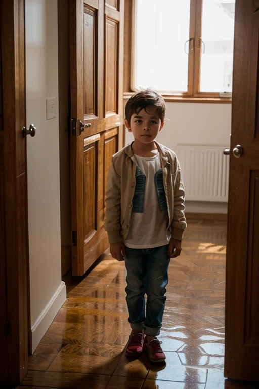 the boy was in a room with an adult woman