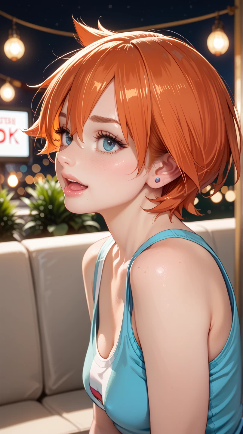 (masterpiece, best quality), 1girl, <lora:misty by Goofy Ai:1> misty pokemon, short hair, orange hair, blue eyes