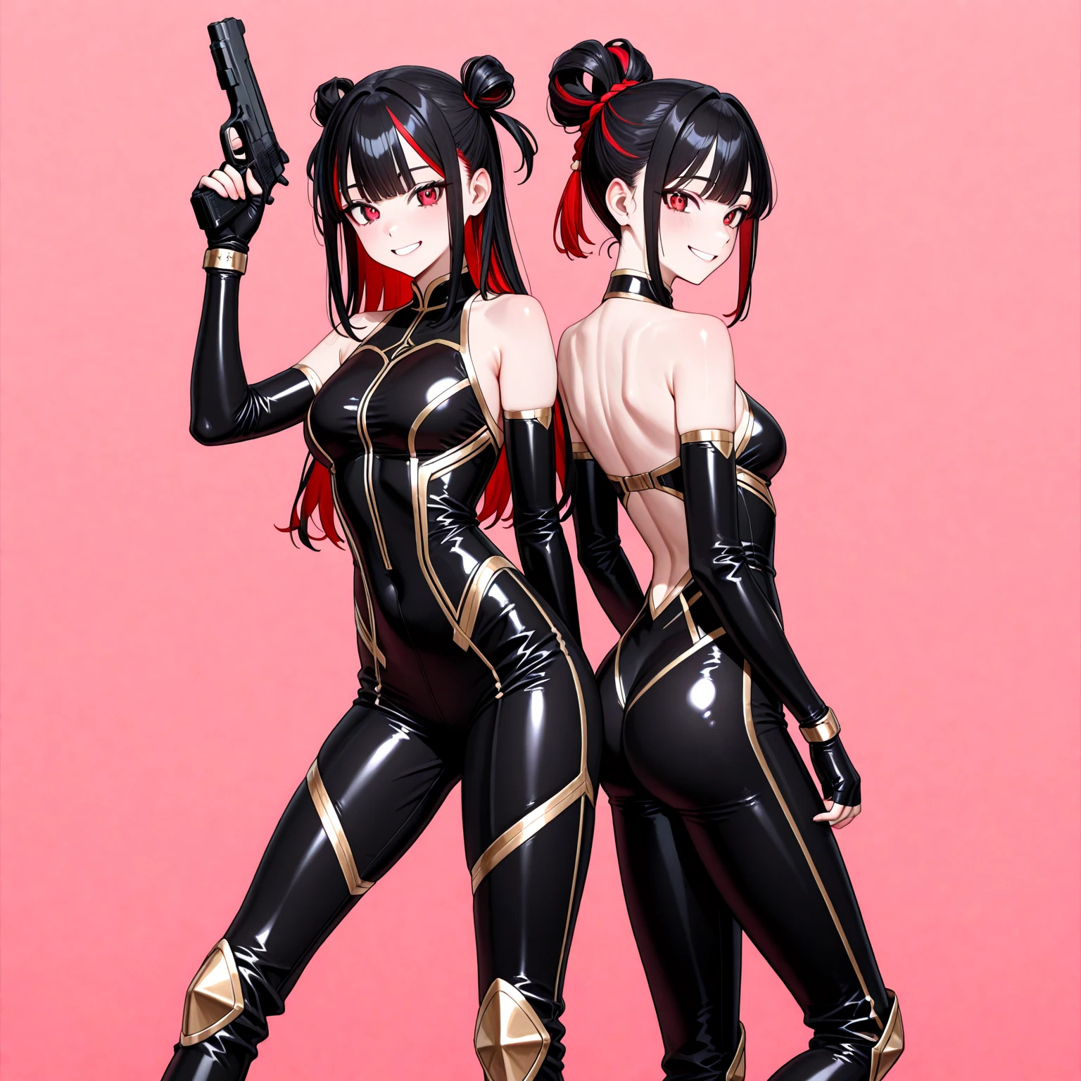 Middle-aged woman with high heels wearing high heels and wearing latex clothes in black very revealing