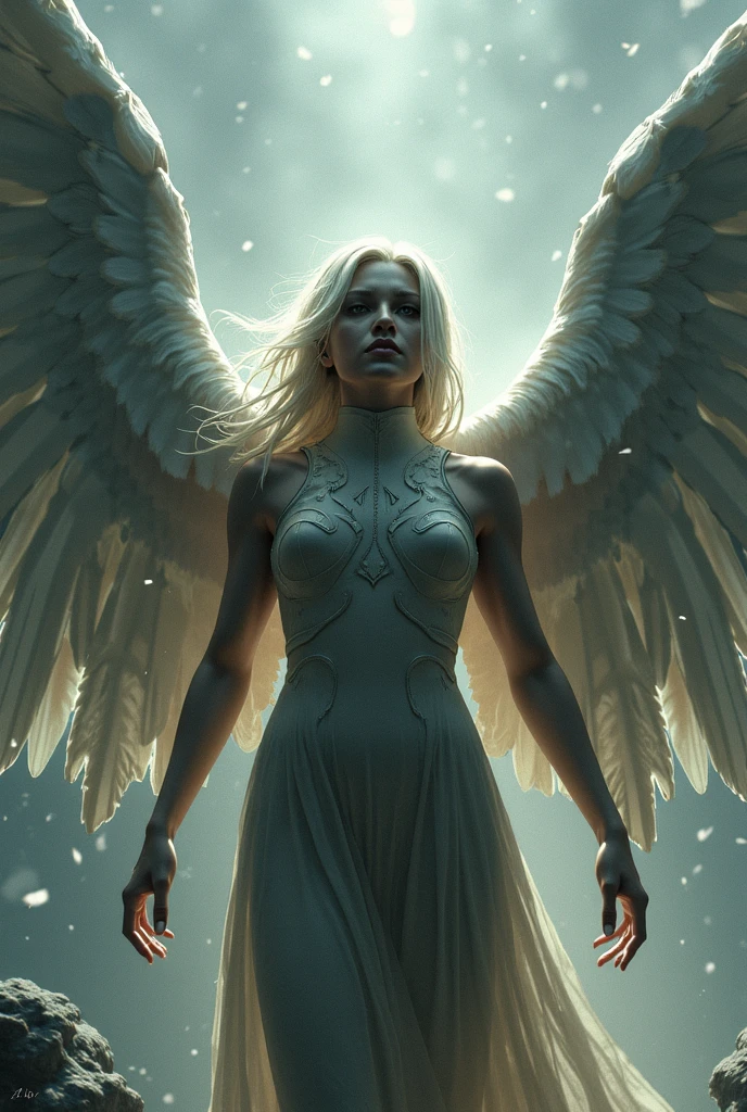 Girl with wings dark background gamer 
