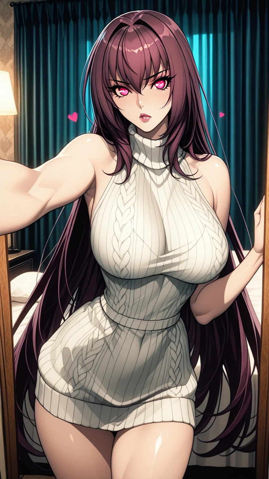 perfect eyes:1.2, detailed eyes:1.4, hall, smile, chandelier, sitting on armchair, medium hair, Kurayoshi_R, cleavage, large breasts, white dress, long dress, medium full shot, thigh-level shot, 1girl,(masterpiece:1.6, best quality),