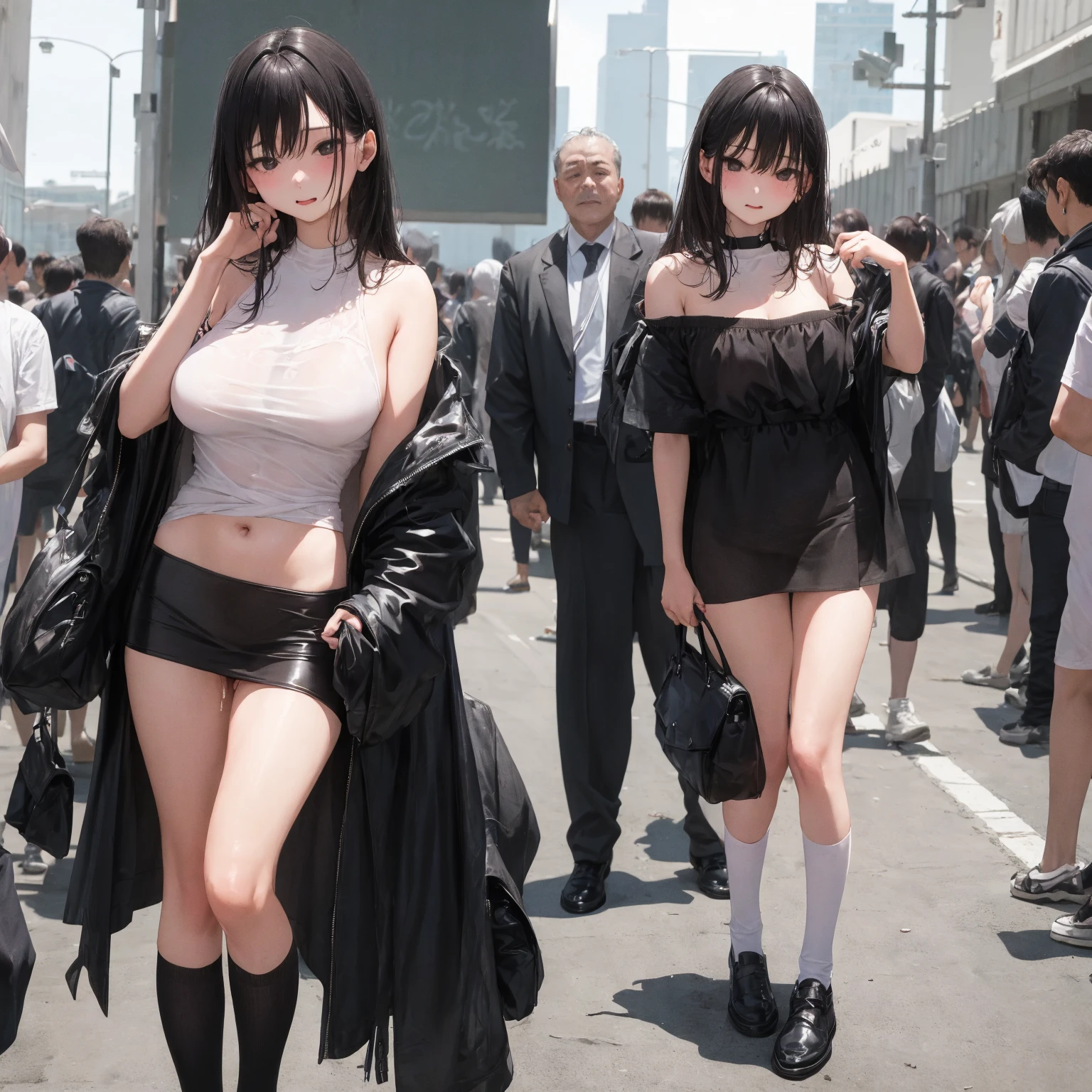 A beautiful woman wearing only underwear and a jacket on her upper body, and casually matching her lower body --auto