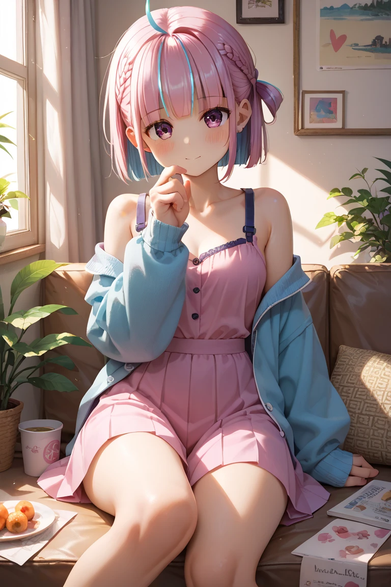 ((2girls, for two)), ((petite kawaii, jk bishojo)), ((kawaii  face)), ((kawaii cute eyes)), ((masterpiece)), ((best quality)), ((ultra detailed)), ((8k)), ((depth)), ((exquisite)), ((crisp)), ((highres)), ((high standard)), ((beautiful and aesthetic)), (super detailed skin), (perfect anatomy), (lipstick), (nose blush), (strap slip), (bare foot), (one room), ((lesbian, yuri)), (beautiful hands), (((wariza, girl sitting)))