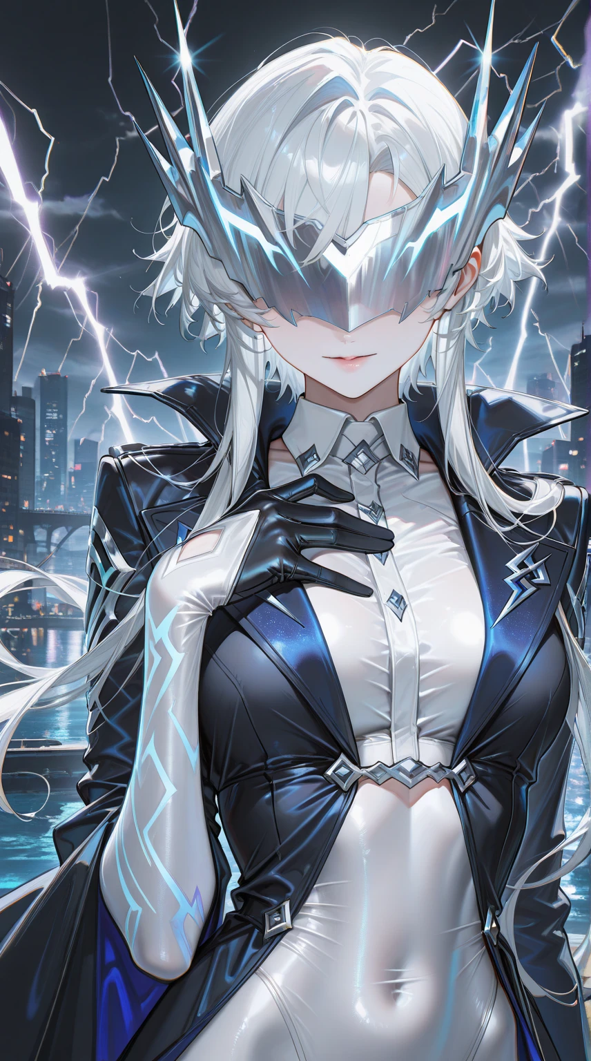 high resolution、High resolution、sharp lines、Girl、Futuristic black sword、Black clothes、Bondage、fine hair、Hiding one eye with hair、Sharp Eye、Jewel-like eyes、White background、Fantastic colors、Near future、Facing forward、Small face、Small breasts、Attractive lips、whole body、Long legs、From head to toe、Beautiful legs、Character portrait、They are equipped with weapons.、Armament、A serious face、Black boots、Character portrait、Sharp lines、Clear line art、Standing with your legs apart、9 heads、White Hair、、child、