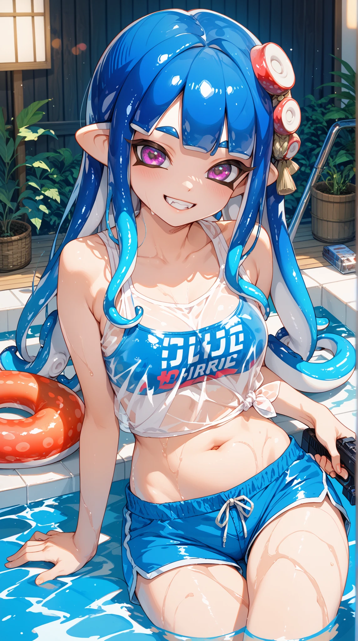 best qualIty, masterpIece, hIghres, alone, {I_19_kantaIcollectIon:1.15}, length_haIr, green_haIr, rIbbon, haIr_rIbbon, red_eye, twIntaIls, chest, big_chest, symbol-shaped_pupIls, swImsuIt, School_swImsuIt, one-pIece_swImsuIt, Open_mouth, Ile, red面, star-shaped_pupIls, star_\(symbol\), trI_taIls, tooth, One boy, 1gIrl, Heterosexual, ImplIed_Sex, nude, Sex, Sex_from_behInd, alone_concentrated, heart, chestの谷間, clavicle, multIcolored_haIr, Sweat, teeth