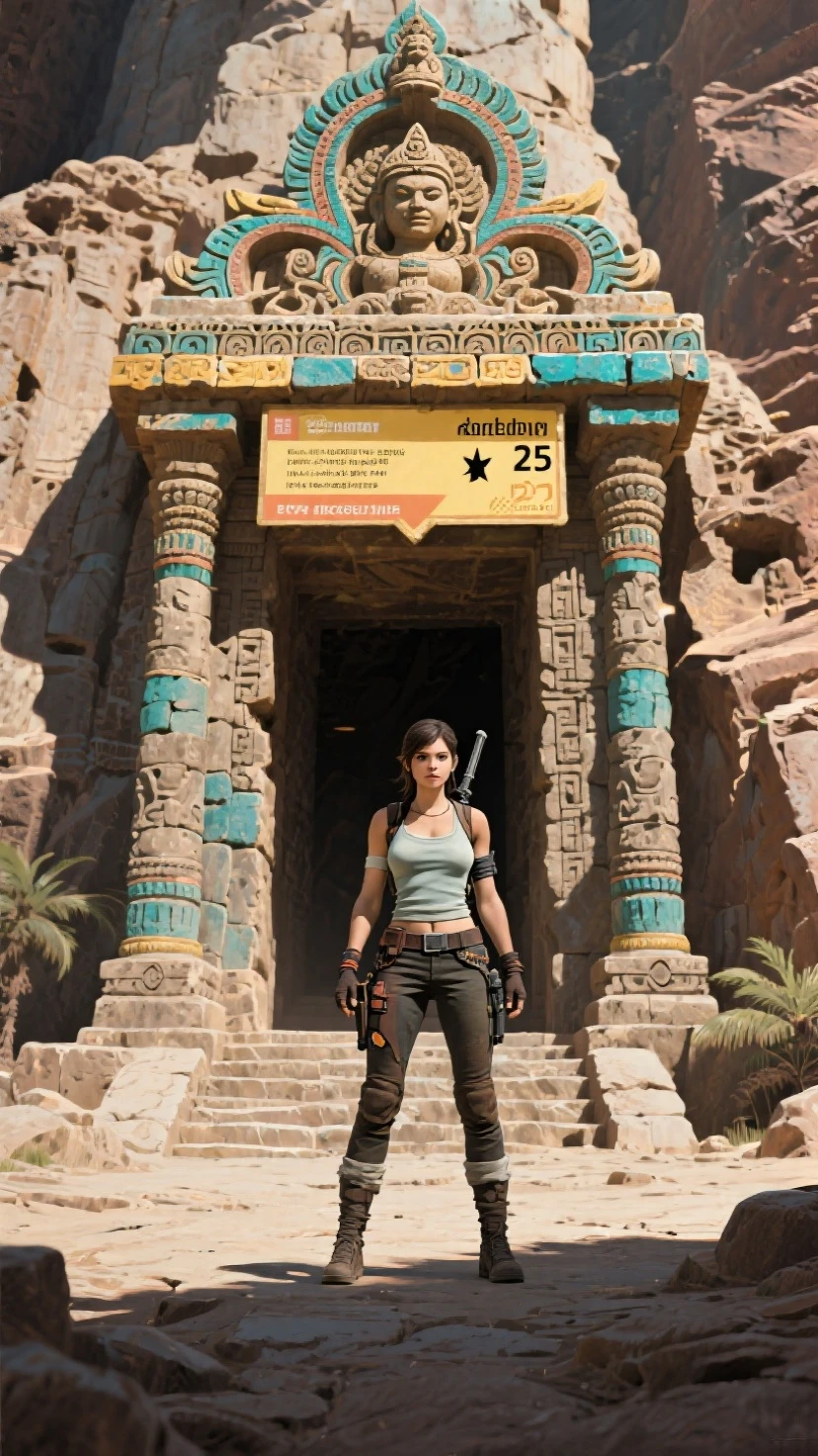 <lora:TR3D:1>, TR3D, 3D render of Lara Croft exploring a mysterious ruin on a tropical beach on a sunny day, palm trees, ocean horizon, crystal clear water, statues, pillars, facing away, back turned, high resolution, subsurface scattering, raytracing