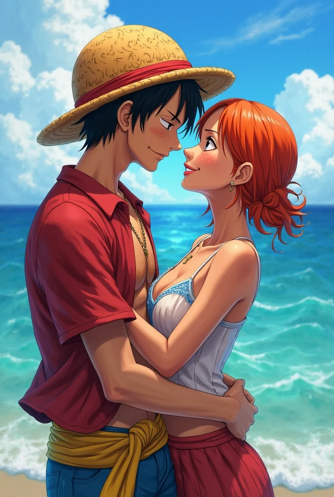 generate nami after time skip kissing luffy from one piece