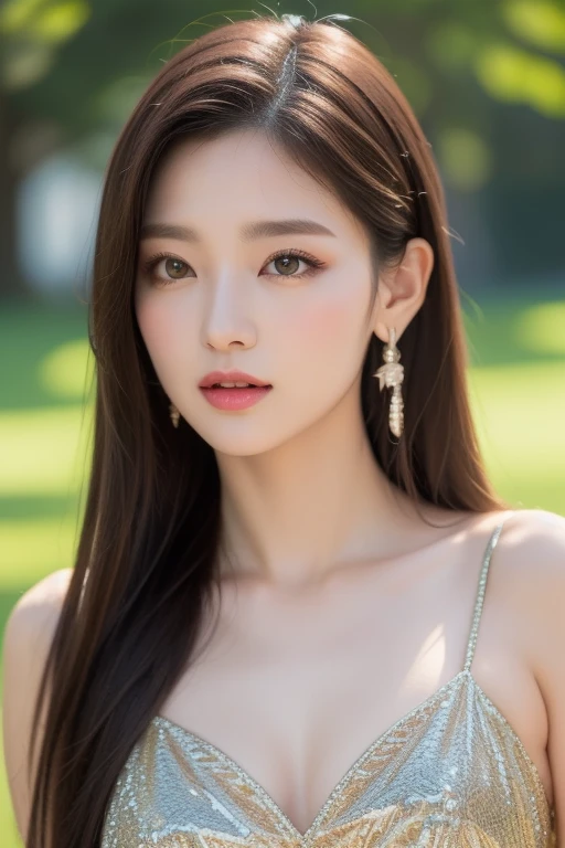 Beautiful girl: Asia, siêu dễ thương;
age: from 18-20 years old;
hair: copper orange color, soft, óng ả dưới sunlight, detail;
skin: milky white, rosy and flawless;
eye: jet black, almond shaped, sexy, youthful, trong trẻo, siêu detail, elegant, charming, sharp makeup, true, Eye-catching;
mí eye: delicate, perfect;
eyebrow: cong, dark;
Face: beautiful, pure, fairy, Gentle makeup, lovely, cân đối perfect, đẹp đến từng detail;
nose: xinh, lovely, cao;
cheekbone: prominent;
lip: charming, light red lipstick, son bóng lovely;
răng: Lily-white;
Nụ cười graceful, Show off your bright white teeth;
breast: full, deep slits, ((chop)), tight bra, pointed nipples;
apparel: bright red, gold embroidery, metal, silver mesh;
underwear: ren, ((Đỏ)), viền metal, tight;
Hình dáng cơ thể: full, graceful, youthful;
accessory: ruby necklace, bông tai ruby, rivet;
dress: tight, ((mỏng xuyên thấu)), floral embroidery;
Fashion style: high class female, Modern 2024, luxurious;
Image quality: non-NSFW, 8K CG HD, High resolution, Super nice graphics, professional, detail, Colorful, Super smooth, advanced techniques, RAW true;
light: luxurious, complex color combinations, black gold rays;
sunlight: twinkle, illuminate the girl's body;
Cô gái bước đi trên con phố beautiful, sunlight rực rỡ chiếu vào cơ thể làm prominent những đường nét của cô gái, blue sky.