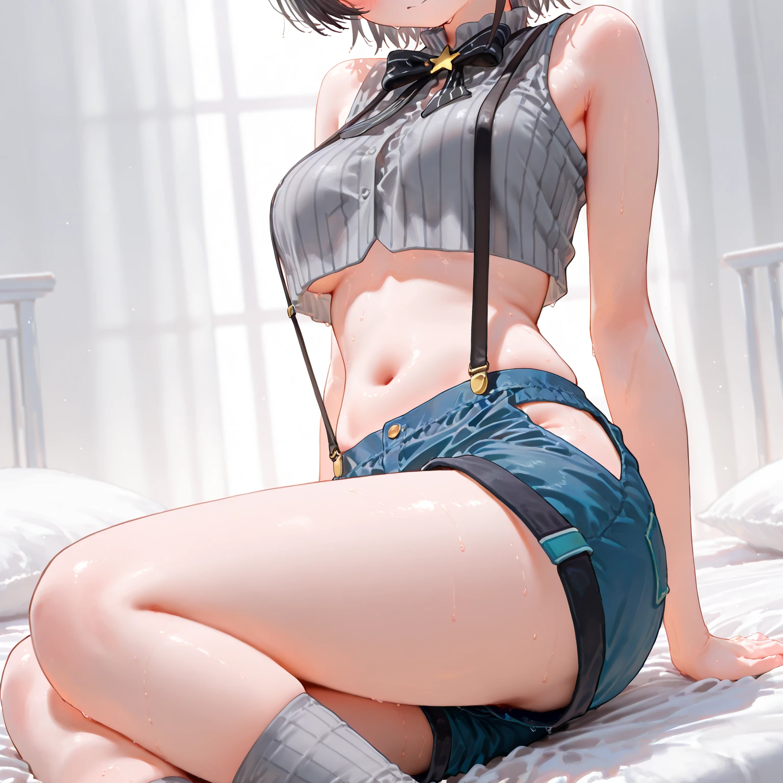 opening legs,No underwear, the feet,is shy,sitted, Feet,Exposed genitals,clear liquid,Bigchest,transparent panty,soaking wet,Hold your thighs from behind with your hands,Emotive expressions,Ambiguous,taunt,Succubus,Unoccluded,There is no lower limit,Mesh socks,camel-toe,Halloween,sweat soaked,cleanness, Shape