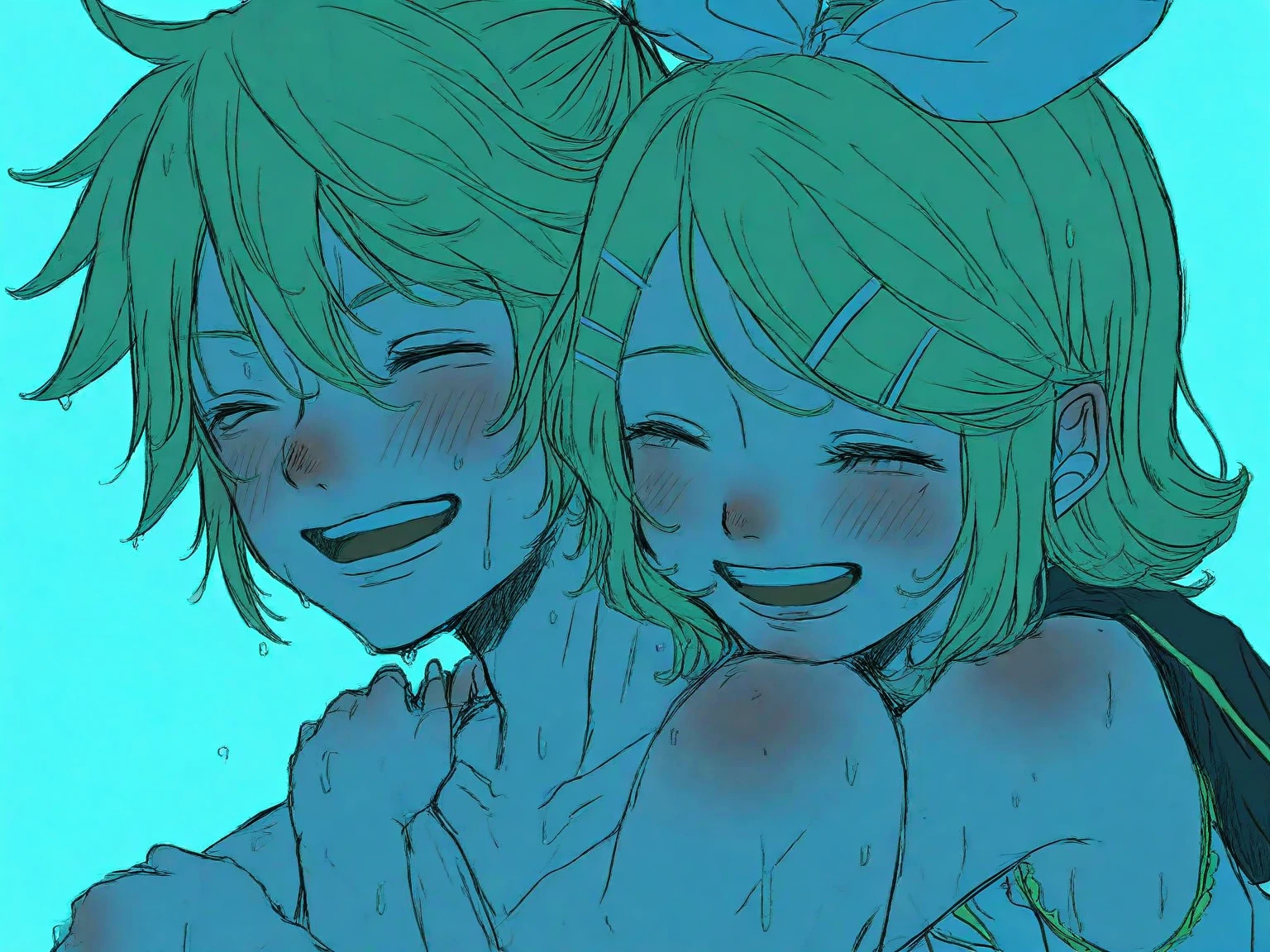 NSFW,masterpiece,Highest quality,High resolution,Super detailed,Sinon\(Sword Art Online\),nude,bath towel,Embarrassed,expectant face,blush,hot spring,Open-air bath,mixed bathing,(male),Hug,From the side