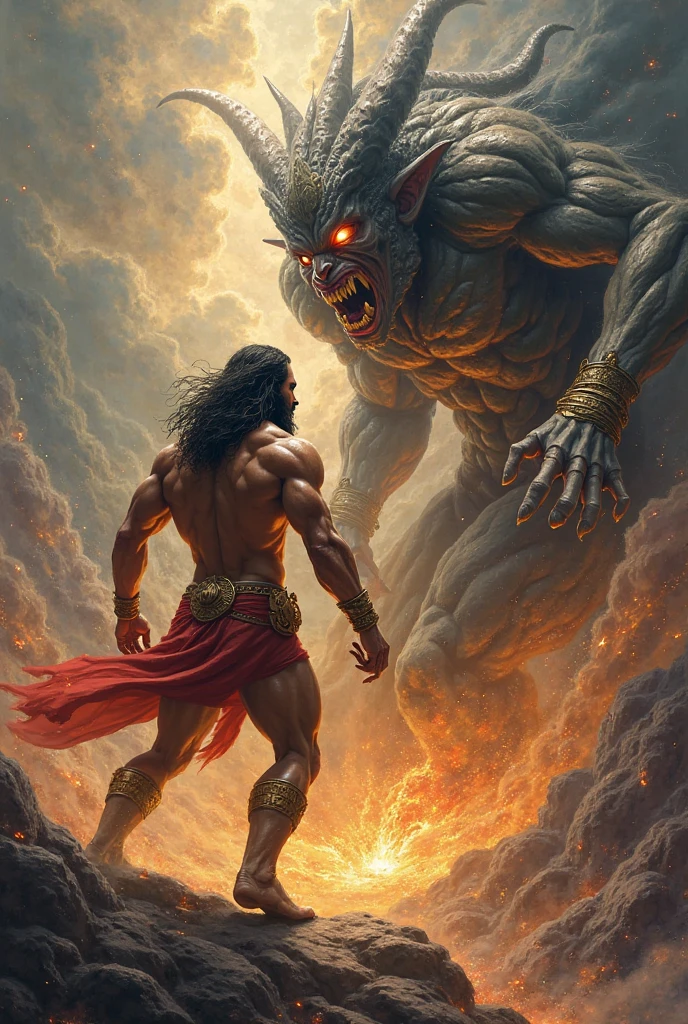 Hanuman trampling a demon to death