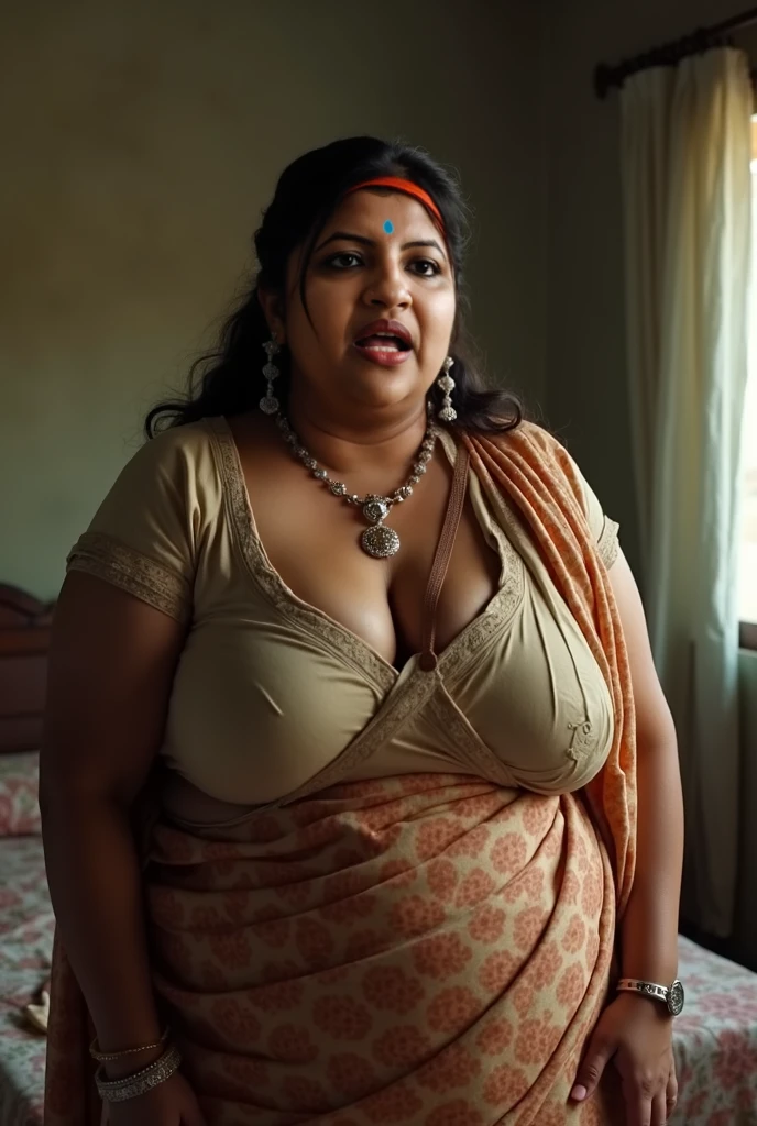 A 60 year indian bhabhi bath own beast in bathroom, bearing thin bra and panty big figure,desi mallu aunty  black hair, white skin nude in bathroom female face
