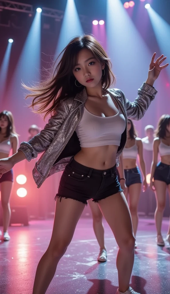A girl is at a rave festival at night, wearing a bandeau top and toned shorts that accentuate her legs. The rays of light from the LED screens and stage create a cinematic lighting effect, making the scene look like a masterpiece. Her skin is perfect and her long hair is vividly colored, adding to the vibrant atmosphere of the festival. The camera focuses on her legs, which are toned and highlighted by the rays of light. The lens flare and high-resolution textures
GPT-3.5
Share
