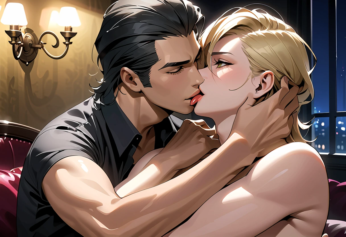 Nina Williams kissing a man