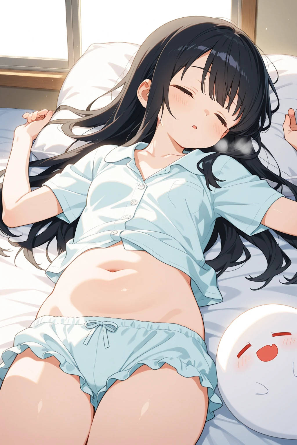masterpiece,High school girl sleeping in bed,morning,In underwear,