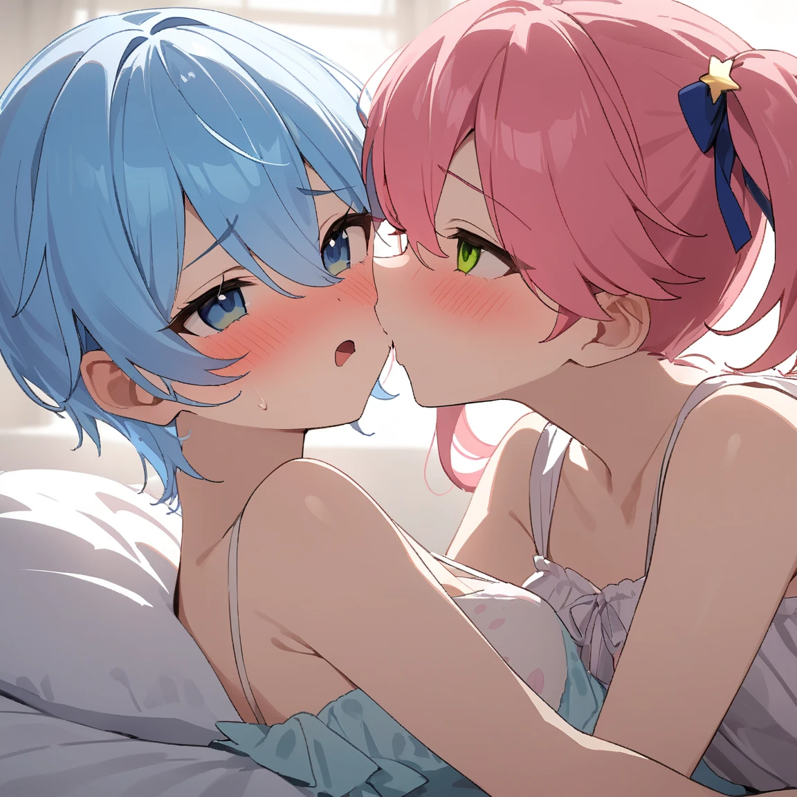 score_9, score_8_up, score_7_up, source_anime, 2boys, bulge, femboy, 2 twinks, fate, small erection bulge, shota, teen, young, very young, presenting, ((shota)), grinning, feminine, girly hips, slender waist, girly, small penis, small balls, nude, soft and feminine body, smooth flat chest, slender, cute, hourglass figure, otoko no ko, girly, feminine,young, pretty, pert butt, full asscheeks, nudes, buttcheeks, spoken heart, bending forward, pert butt, blush, cute bedroom, white curtains, girly boys, ((2 femboys)), nude, view from above, lying on bed, aftersex, cum in ass, girly hair, lying on side, (wearing white lace babydoll), cute, blush, happy, gay, girly hair, offering viewer another round of sex, (sweat), sweating, wet tongue, slutty,