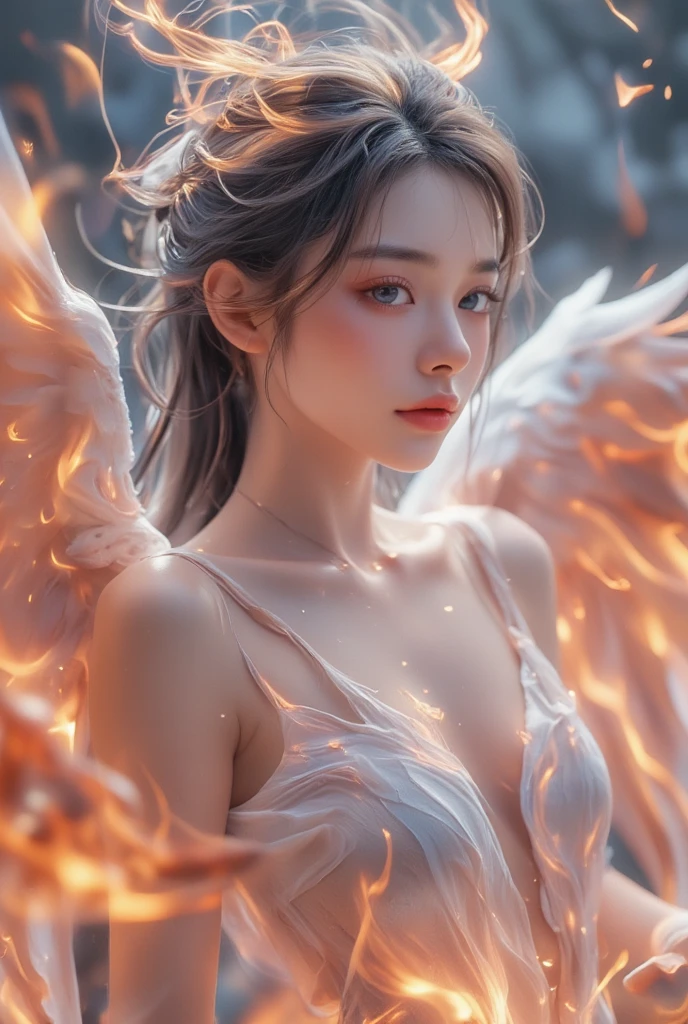 Angel with a shining face and a fiery sword
