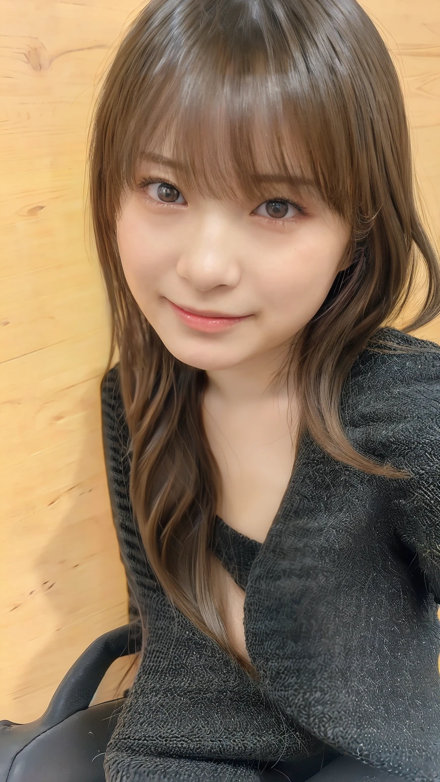 (table top,highest quality)), (photo-realistic:1.4),(((table top,8k)),white wall,(white room),((full body photo))),Photographed in natural light,Highly detailed face and skin texture,highly detailed lips,correct state of the human body,ultra high resolution,(Photoreal:1.4),highest quality, 1 beautiful woman, 38 years old, s, 60mm lens, light beige knit,(medium hair),japanese woman,(black hair),Various poses,looking at camera,natural lip color, necklace
